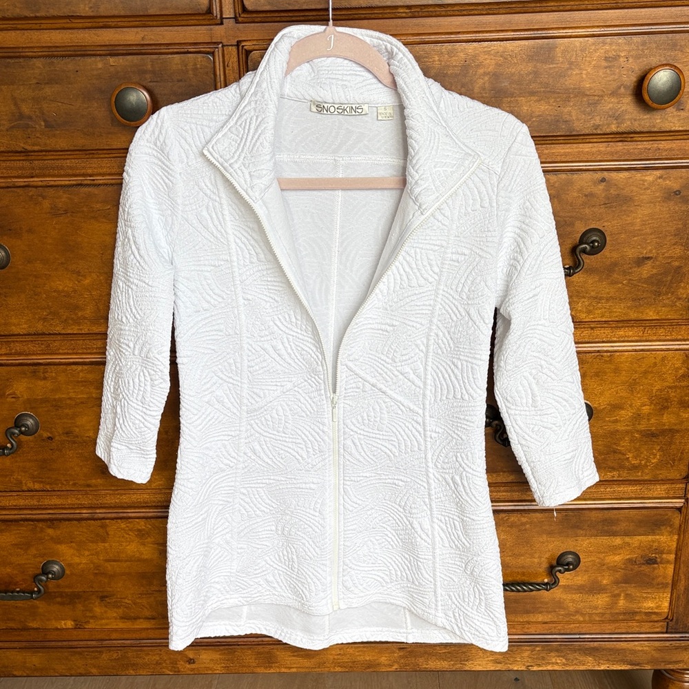 SNO SKINS White Textured full zip Jacket